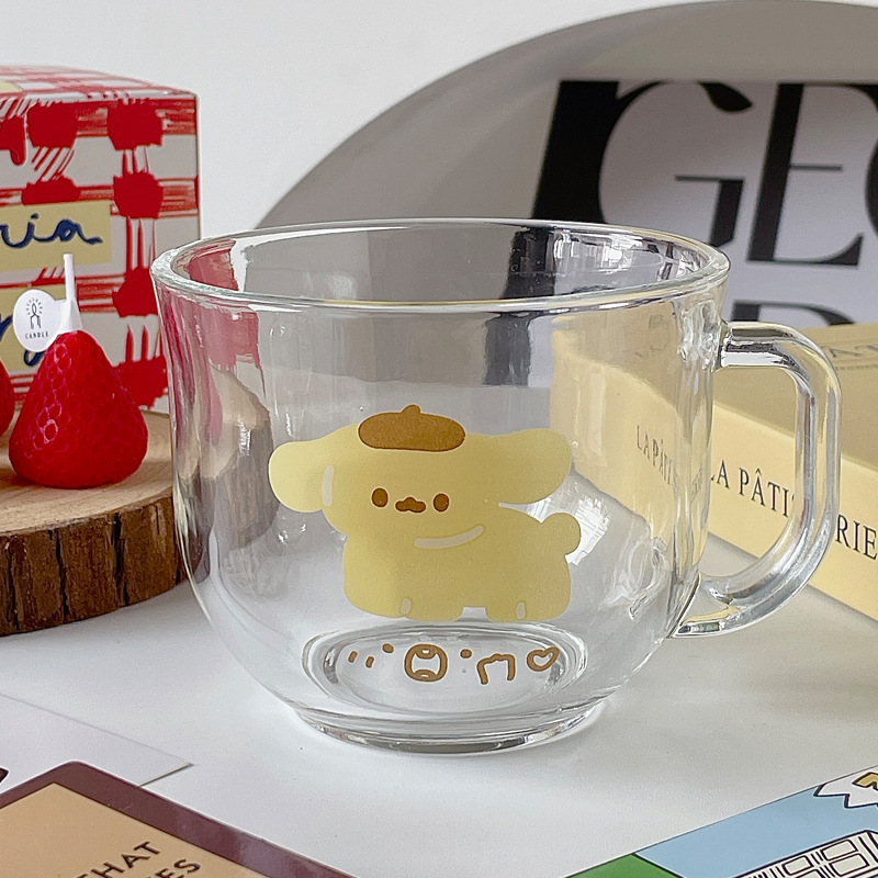 Bolimei Korean InS-style glass milk cup, girlish water cup, glass cup, large-capacity drinking cup Specification drawing