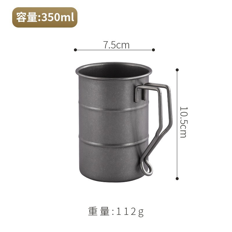 Retro industrial-style beer mugs, 304 stainless steel mugs, coffee cups, aged outdoor camping wooden barrels and cups Item Picture