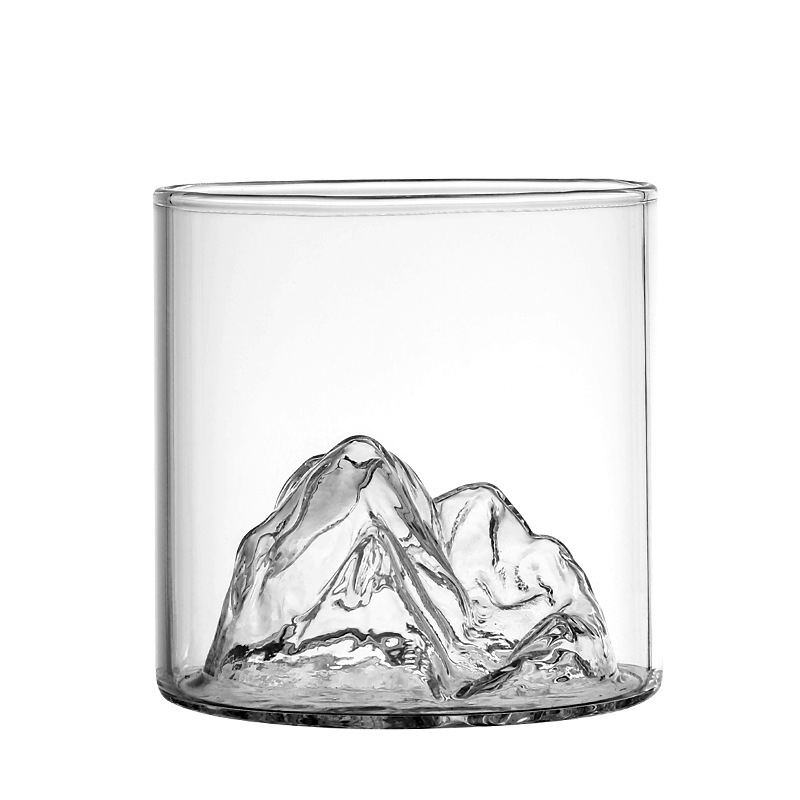 Creative glass cups, Fuji-shaped water cups, summer InS-style juice coffee cups, heat-resistant glass mountain viewing cups Item Picture