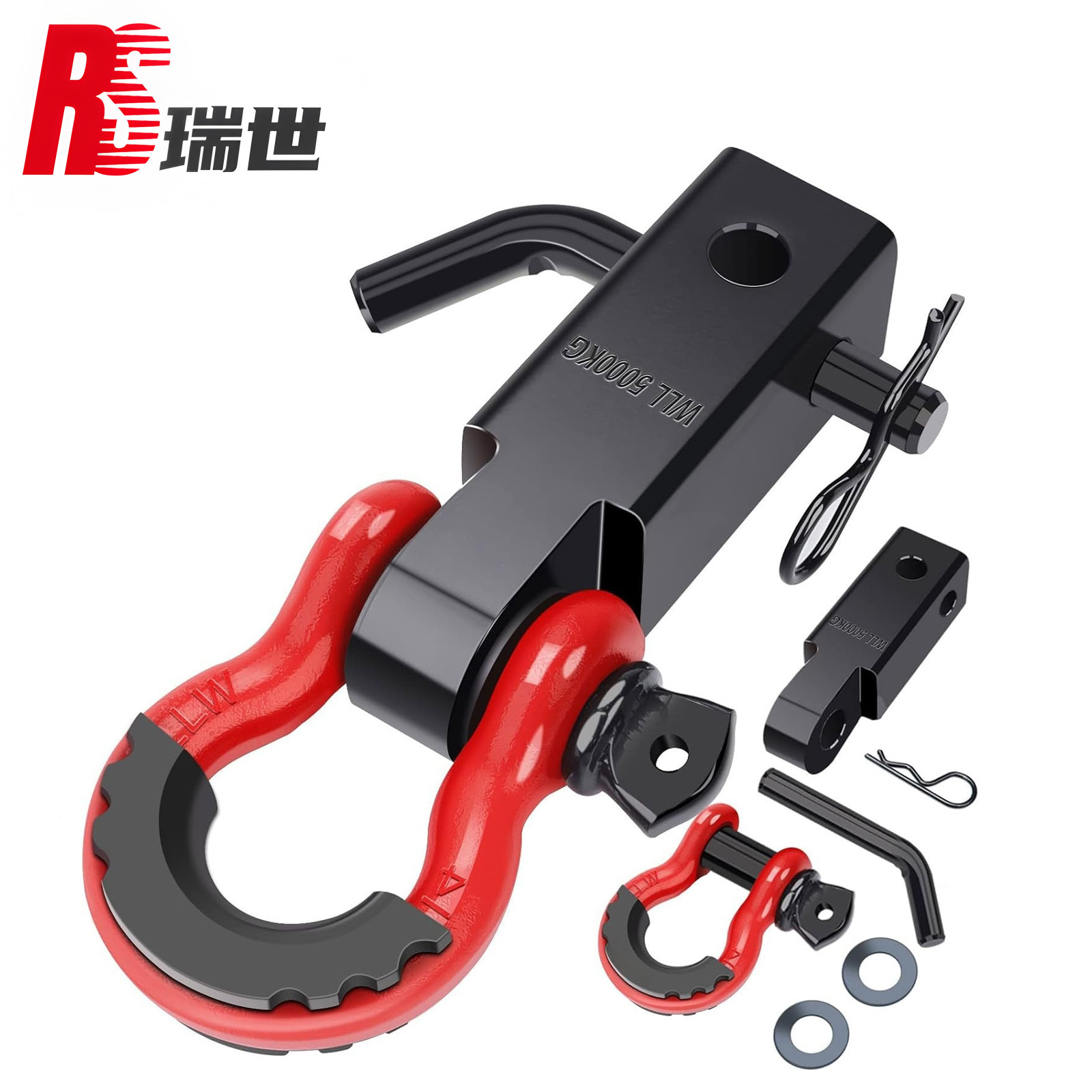 The square-mouthed trailer arm is thickened with carbon steel, towing a 4.75-ton girder off-road vehicle rear-end rescue hook to tow the rear of the vehicle full figure