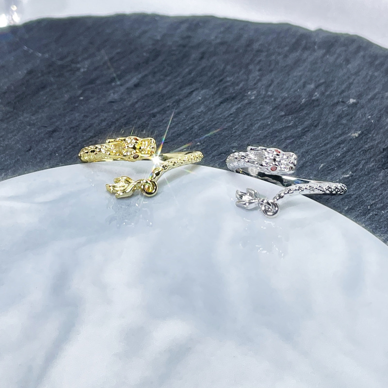 A cold and unique dragon-shaped pendant open ring for women, with a retro and distinctive charm, and an ins style simple and trendy index finger ring Application Scenario