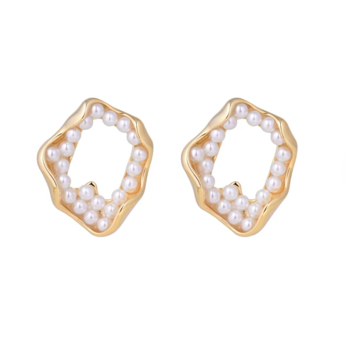 The 2025 new irregular conch pearl stud earrings are trendy Instagram-famous earrings, featuring a minimalist and luxurious style Item Picture
