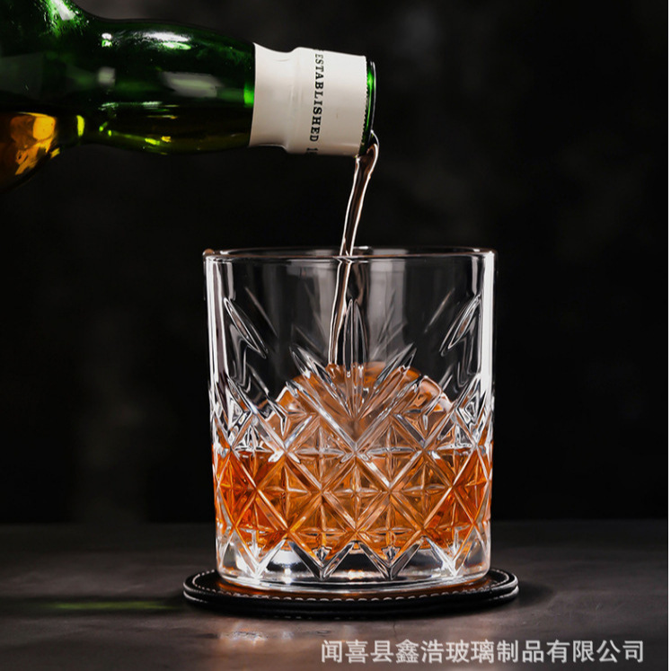 Factory direct delivery, retro engraved, simple glass, whisky, spirits, Mojito, cocktail glass, bar Specification drawing