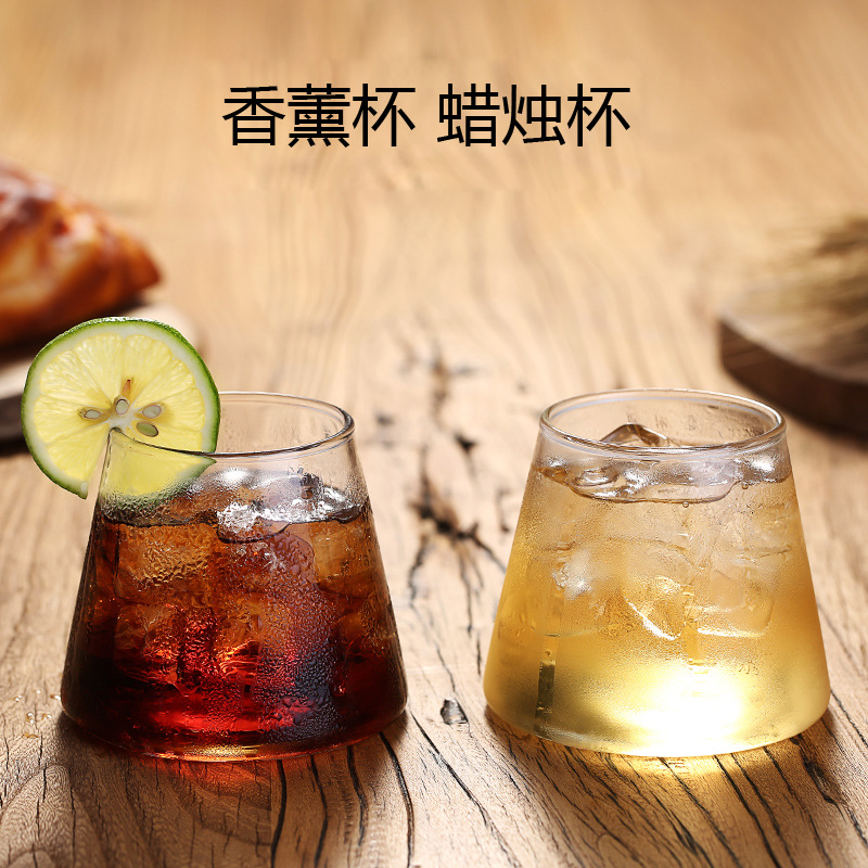 High borosilicate transparent glass household single-layer cups, Mount Fuji cups, aromatherapy cups, candle cups, kitchen breakfast cups, milk cups full figure