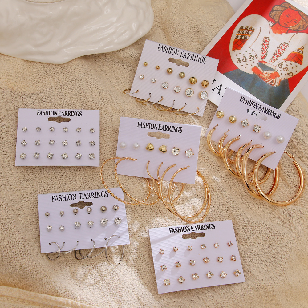 European and American cross-border earrings acrylic set earrings exaggerated artificial pearl circle tassel stud earrings full figure