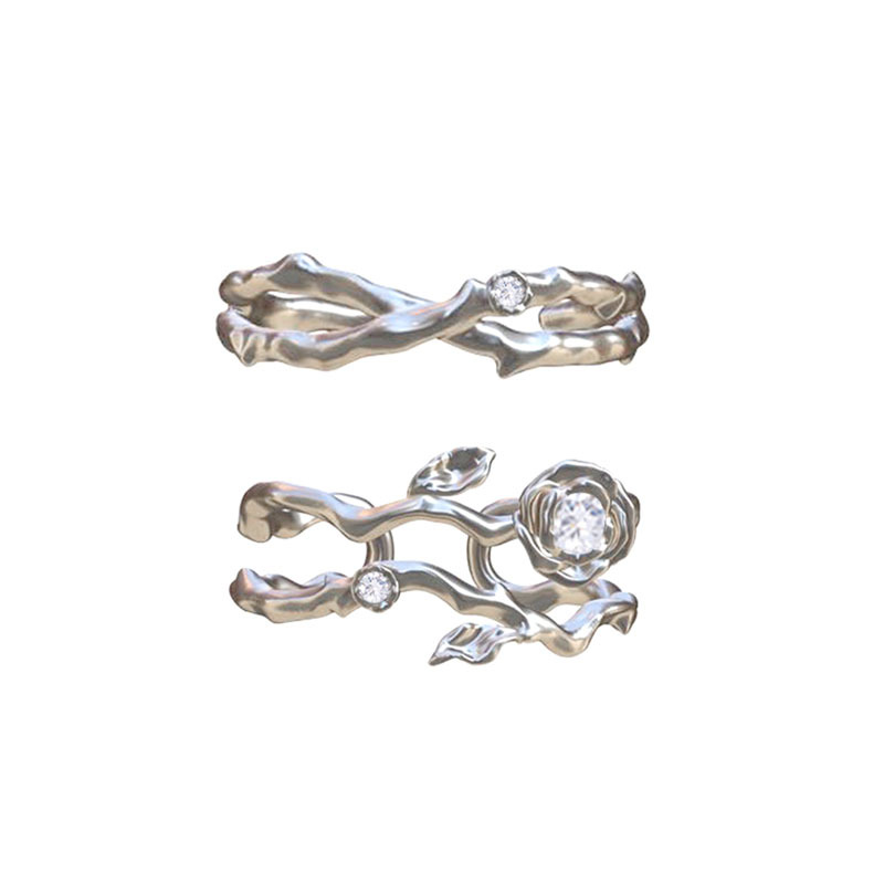 Rose and thorn, a niche texture open ring for women on Instagram, with a cold style, high-end and personalized light luxury couple ring Item Picture