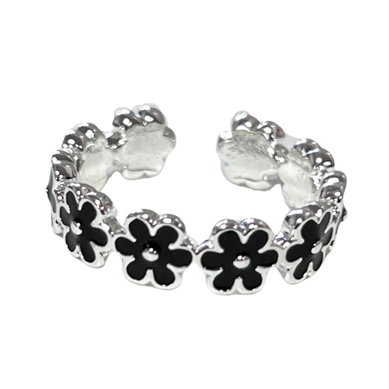 Dark style punk black drip glaze fashion ring, gender-neutral style simple and niche hip-hop cold style ring Item Picture