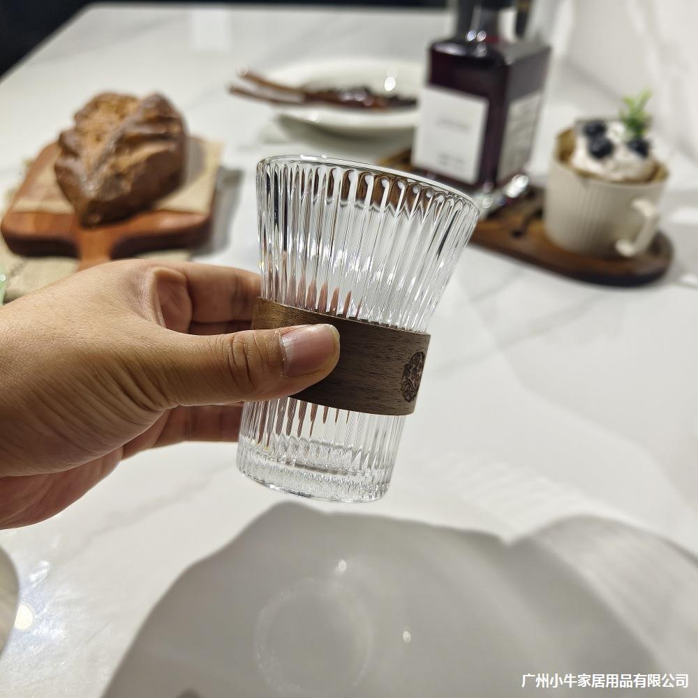 Vertical gradient glass cups, drinking cups, women's household high-appeartion-level cocktail cups, sweet wine glasses, coffee cups, ear hangers wholesale Specification drawing