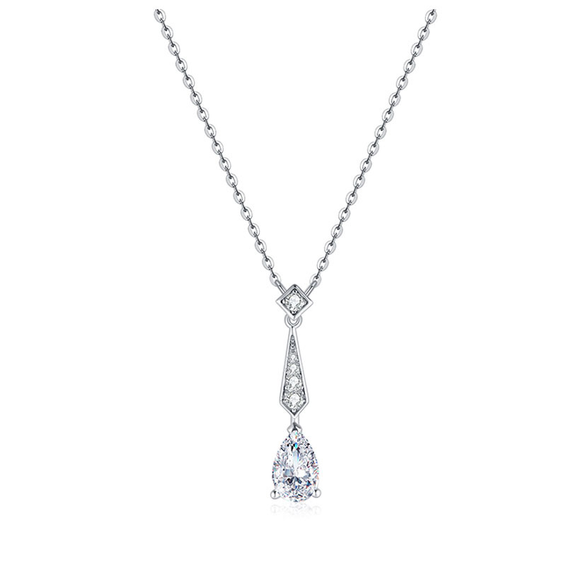 A Tear Star River Tear Drop Necklace, a new light luxury sparkling diamond water drop pendant necklace, a niche autumn and winter sweater collarbone chain Item Picture