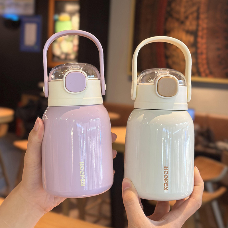 New 316 stainless steel insulated cups, cute girls, portable straw, large-belted water cups, student and children's cups wholesale Specification drawing