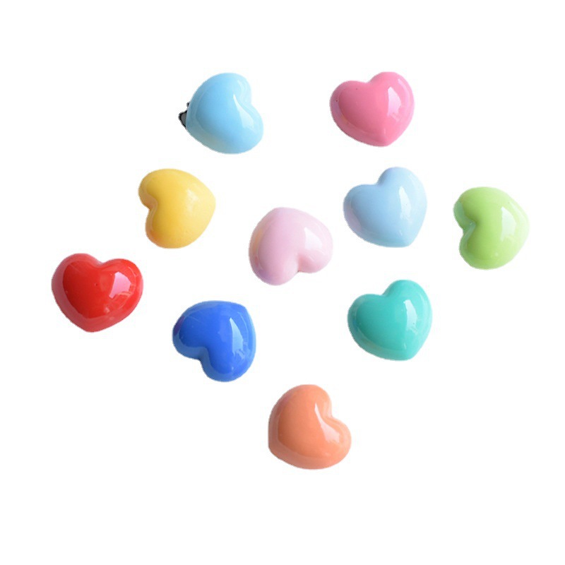 Candy-colored glossy heart-shaped resin accessories, cream glue, diy accessories, self-made handcrafted hair clip accessories, material patches Item Picture