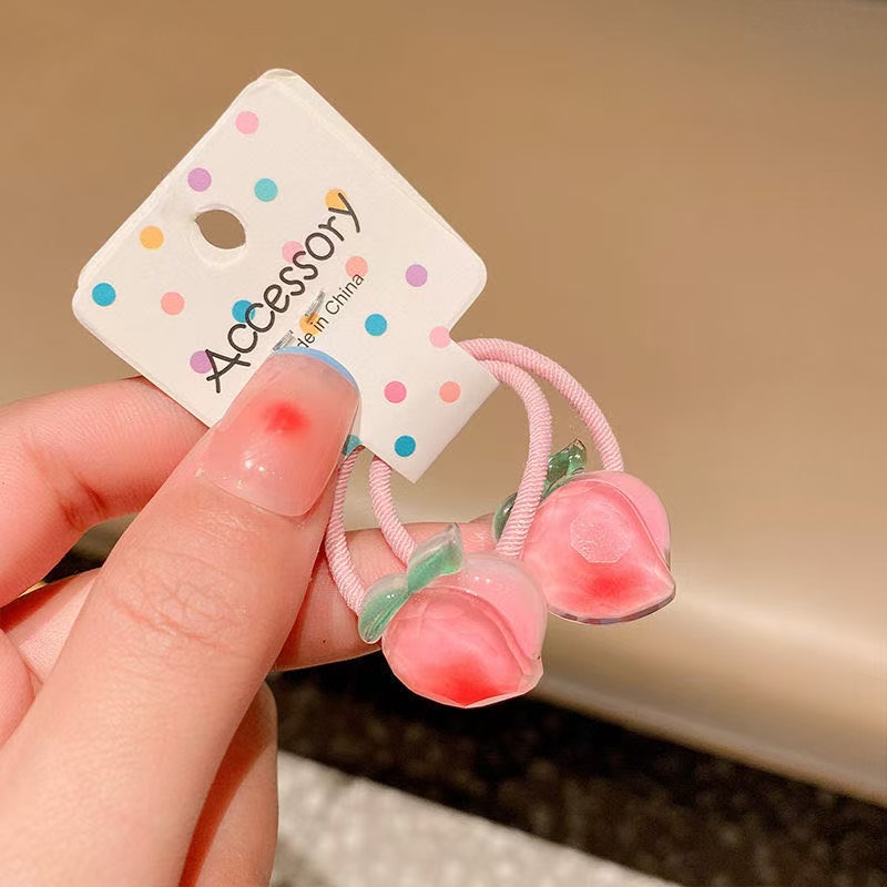 Summer cute fruit hair bands, high-elasticity rubber bands, baby girls' hair ties that won't damage children's little girls' hair ties Application Scenario