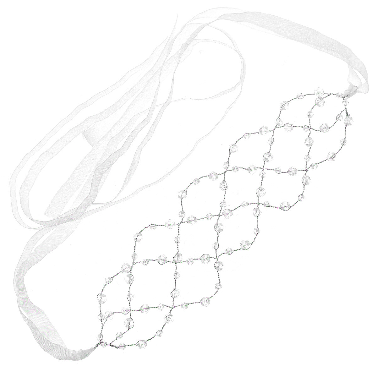 A new retro crystal hair band from Europe and America, a fashionable and versatile bridal headwear. Handcrafted beaded grid crystal wide hair band for women Item Picture