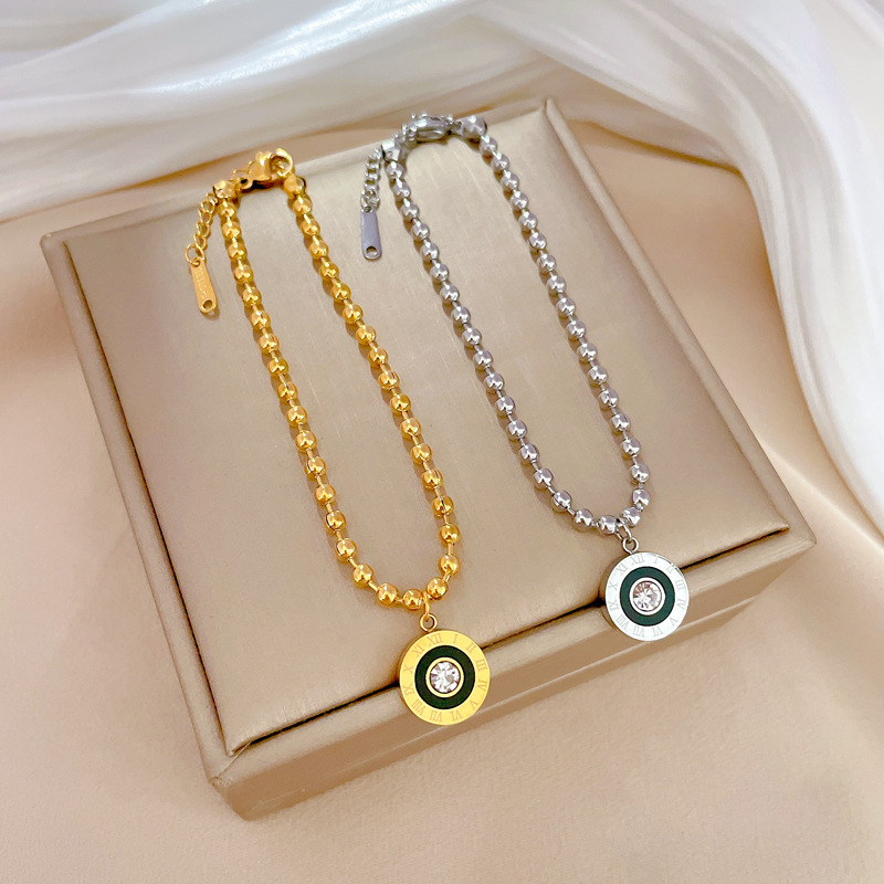 【 All-titanium Steel 】 Elegant circular Roman zircon lucky minimalist chain bracelet, a female Internet celebrity's retro best friend details Picture