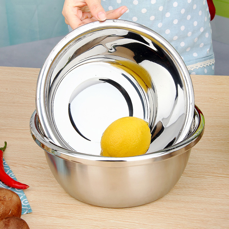 Factory direct sales of extra thick 1.0 non-magnetic stainless steel reverse-edge seasoning jars, stainless steel vegetable washbasins and soup basins details Picture