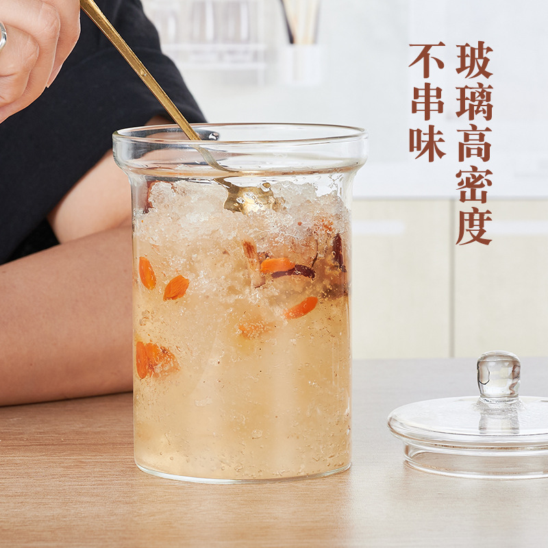 Glass bird's nest pot, steaming cup, stewing cup, soup pot for babies, home with lid for making soup and porridge, baby food pot, health pot Specification drawing