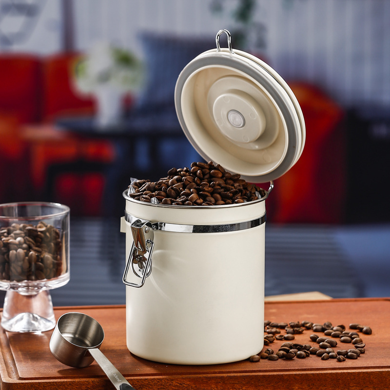 304 stainless steel sealed jar, food-grade coffee bean storage jar, milk powder for reference, candy storage jar, large size with spoon Specification drawing