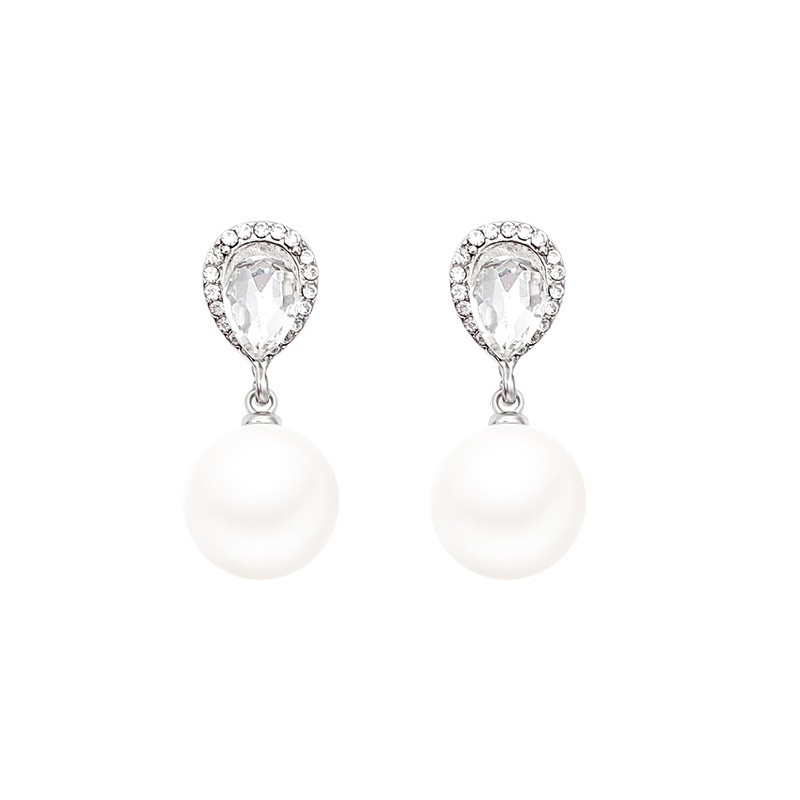 French water drop Zircon pearl earrings for women Spring new style, versatile, high-end retro earrings, wholesale of socialite earrings Item Picture