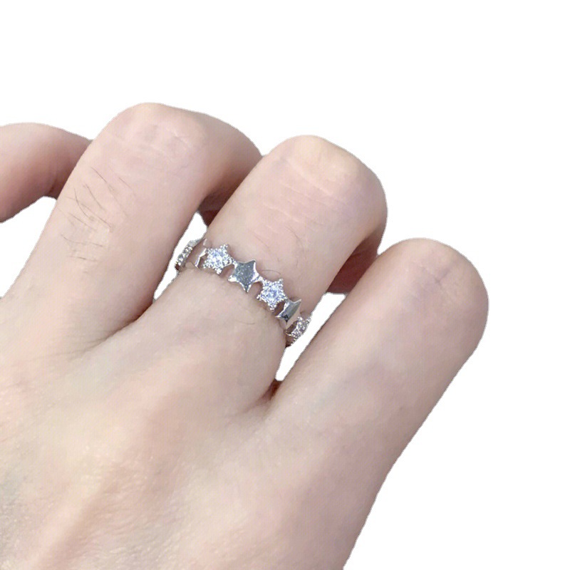 Minimalist, exquisite and light luxury star zircon ring for women, inS-style niche design, high-end and versatile open index finger ring Item Picture