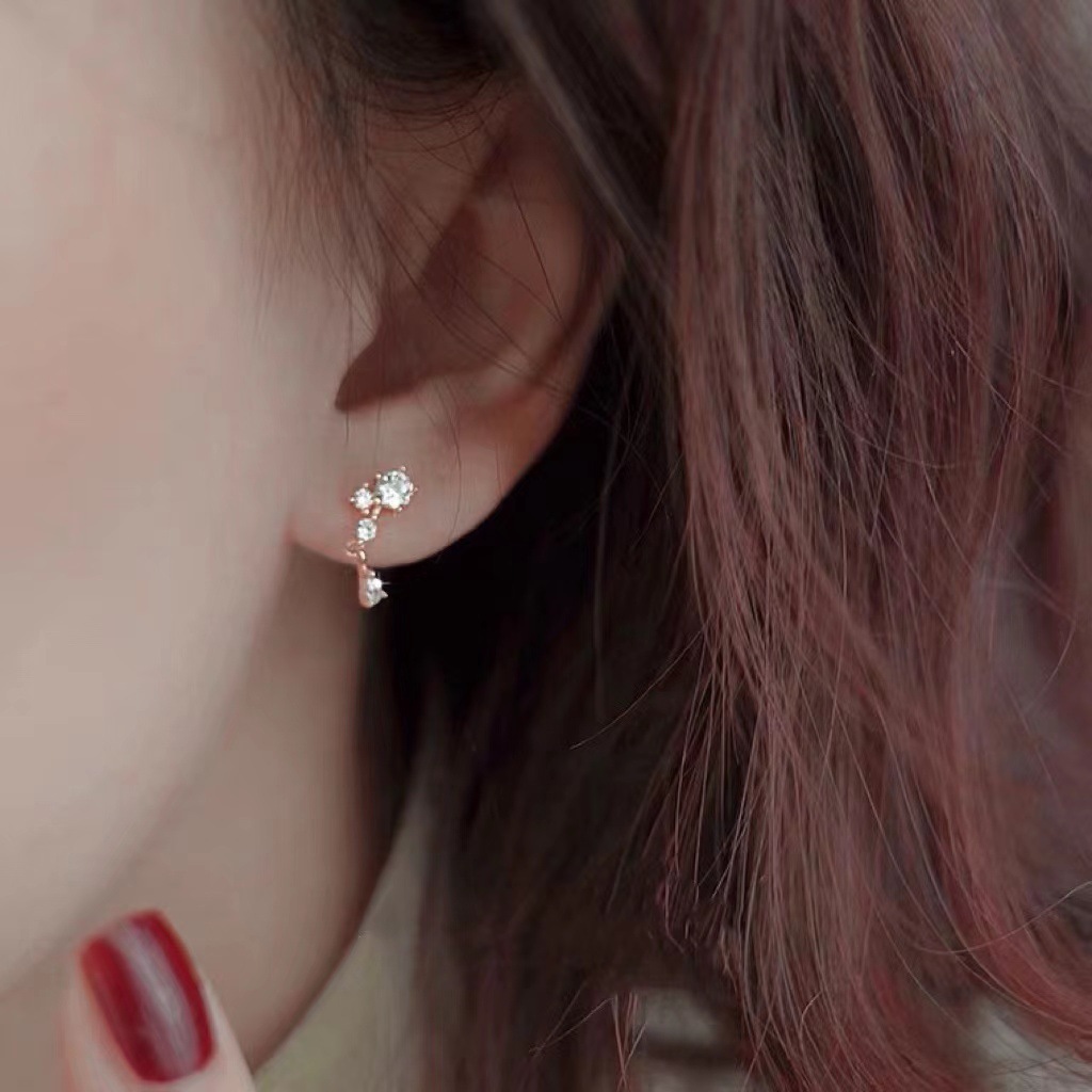 in the cold style with sparkling diamond earrings, a woman's unique and elegant temperament. Note zircon stud earrings, a popular online celebrity, are lively, elegant and small full figure
