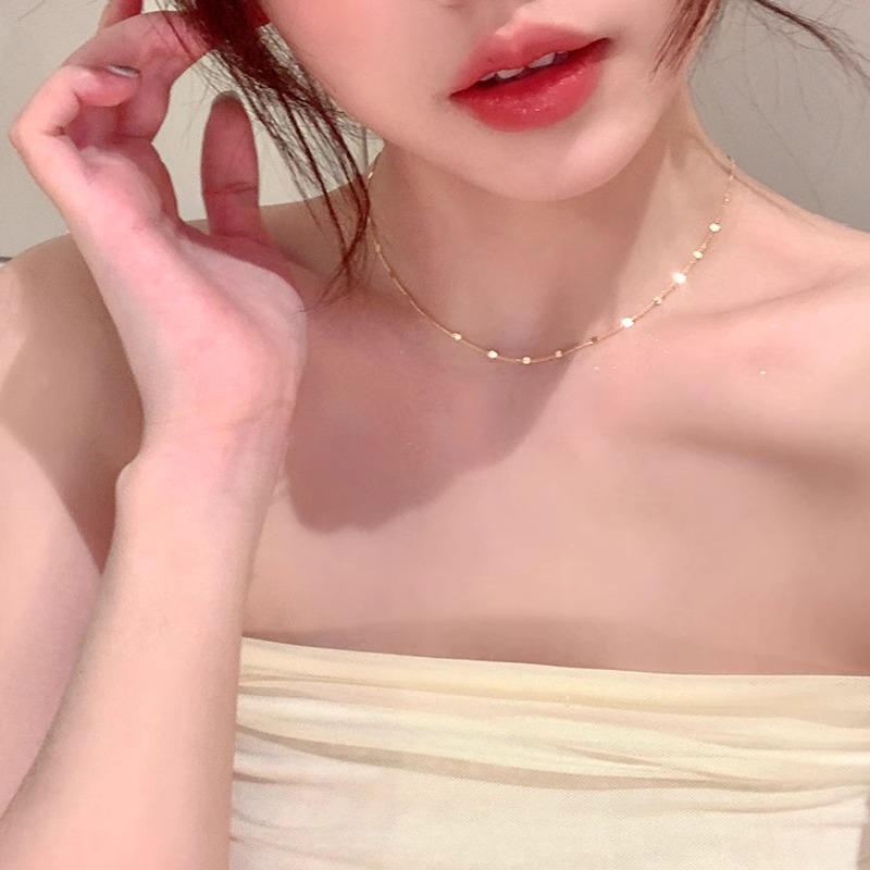 A simple, sparkling, plain chain with a touch of light luxury, fashionable and versatile collarbone chain, layered necklace, and a feminine charm Specification drawing