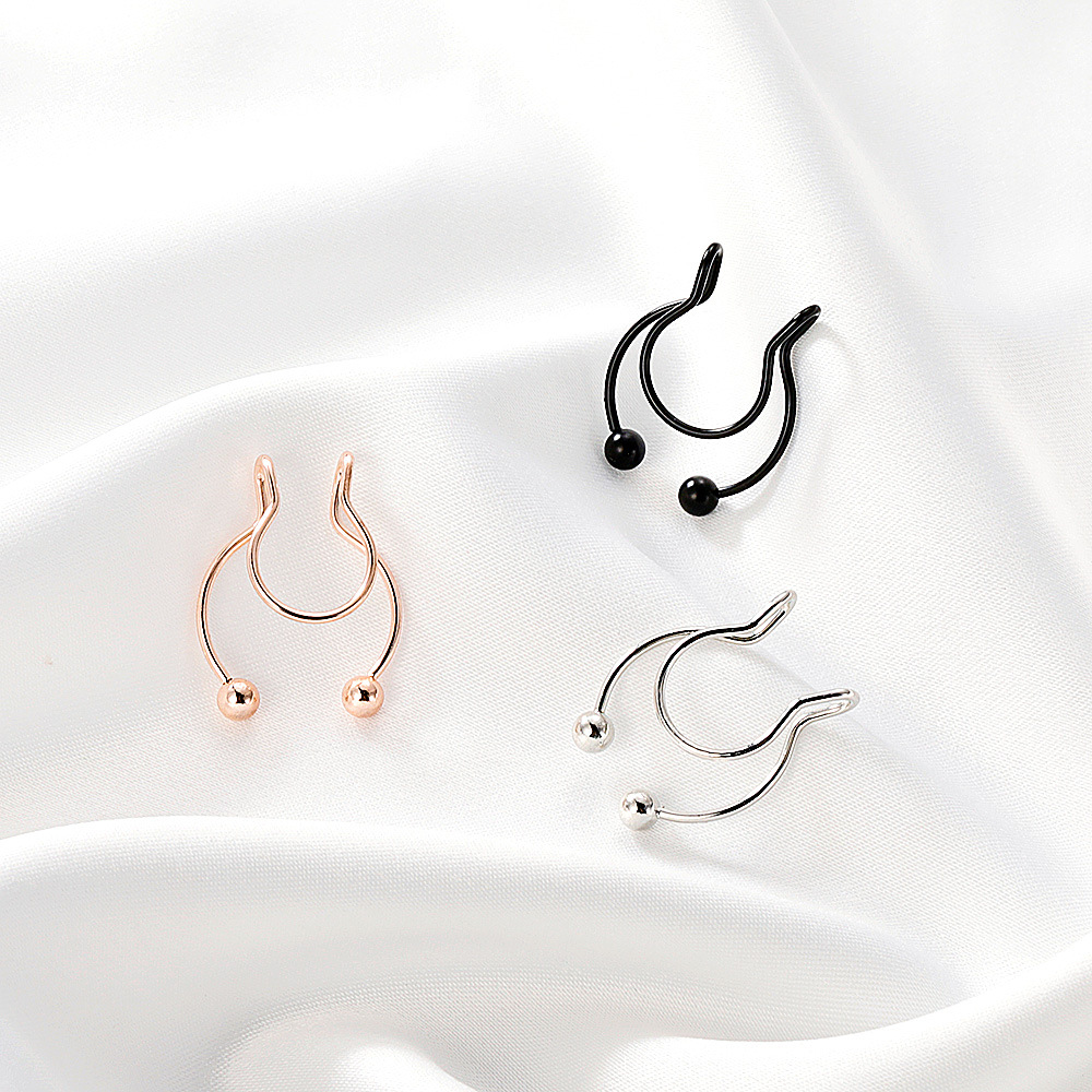 Cross-border Amazon stainless steel nose clip for both men and women, European and American insU shaped non-perforated nose nail and nose ring piercing accessory Specification drawing