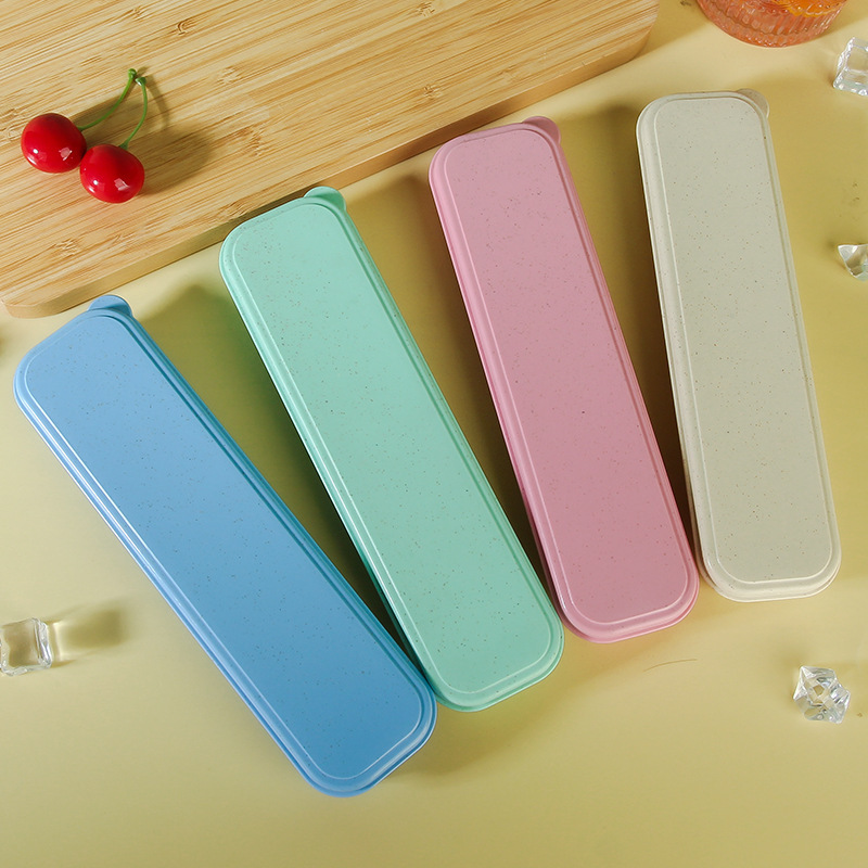 Amazon wheat straw 21cm tableware box, household convenient storage box, tableware spoon and fork portable plastic box wholesale Application Scenario