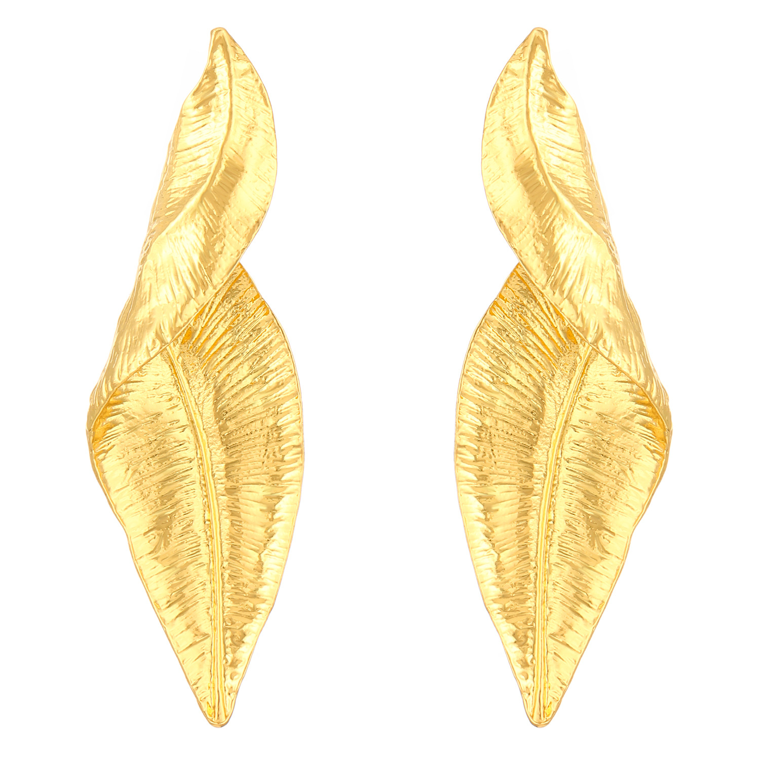 European and American retro irregular leaf stud earrings, women 's light luxury high-end alloy earrings cross-border earrings and accessories Item Picture