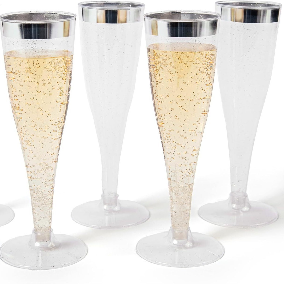 Wholesale disposable transparent champagne glasses are suitable for parties, gatherings, cocktails, plastic highball glasses, factory cross-border Item Picture