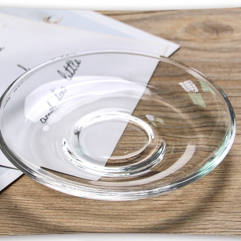 Lizun 13CM coffee cup base plate, snack plate, transparent glass tray, candy plate (available with KTZB58) wholesale Specification drawing