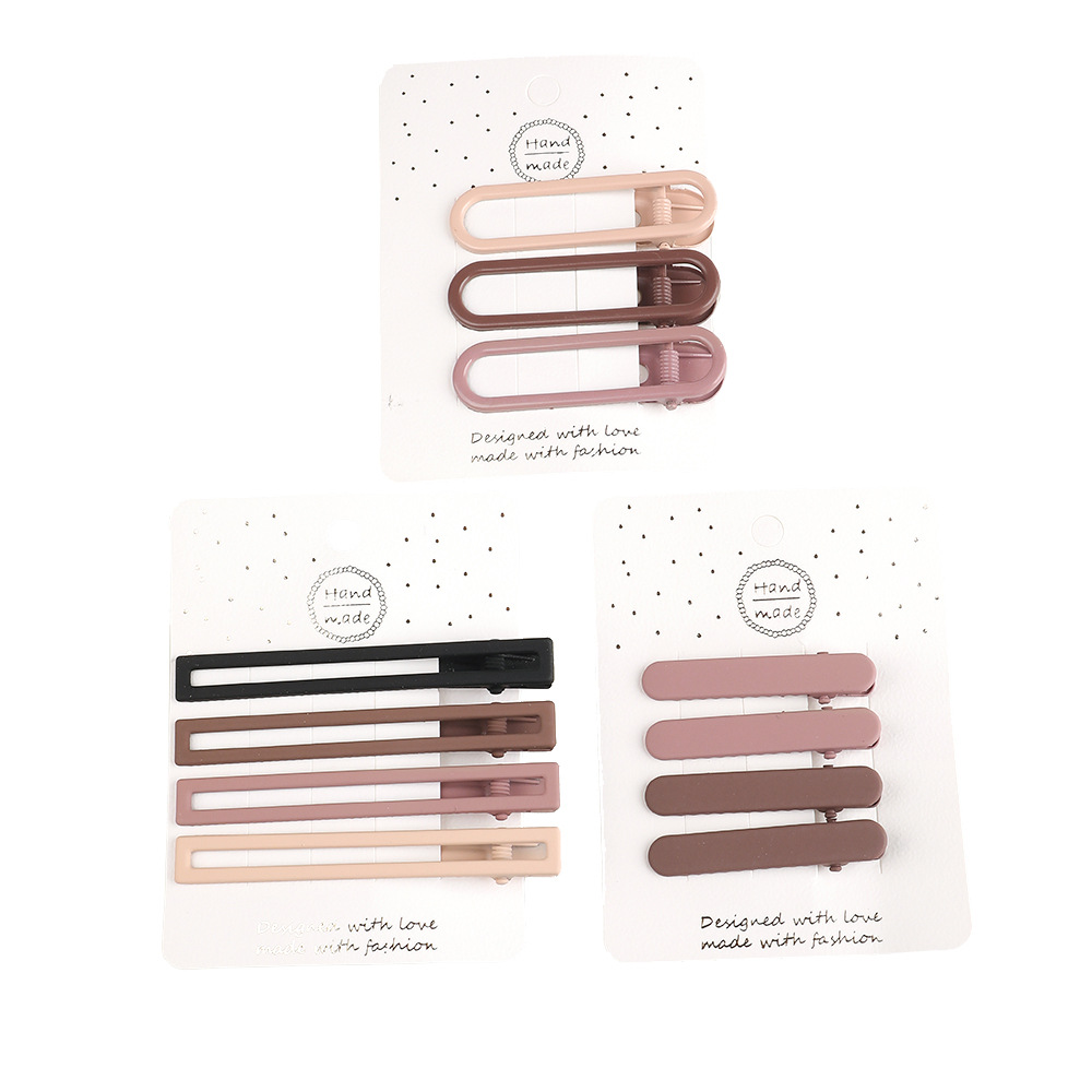 Qiyue Cross-border coffee-colored duckbill clips, simple bangs clips, high-end hair clips, women's hair accessories, and head accessories wholesale details Picture