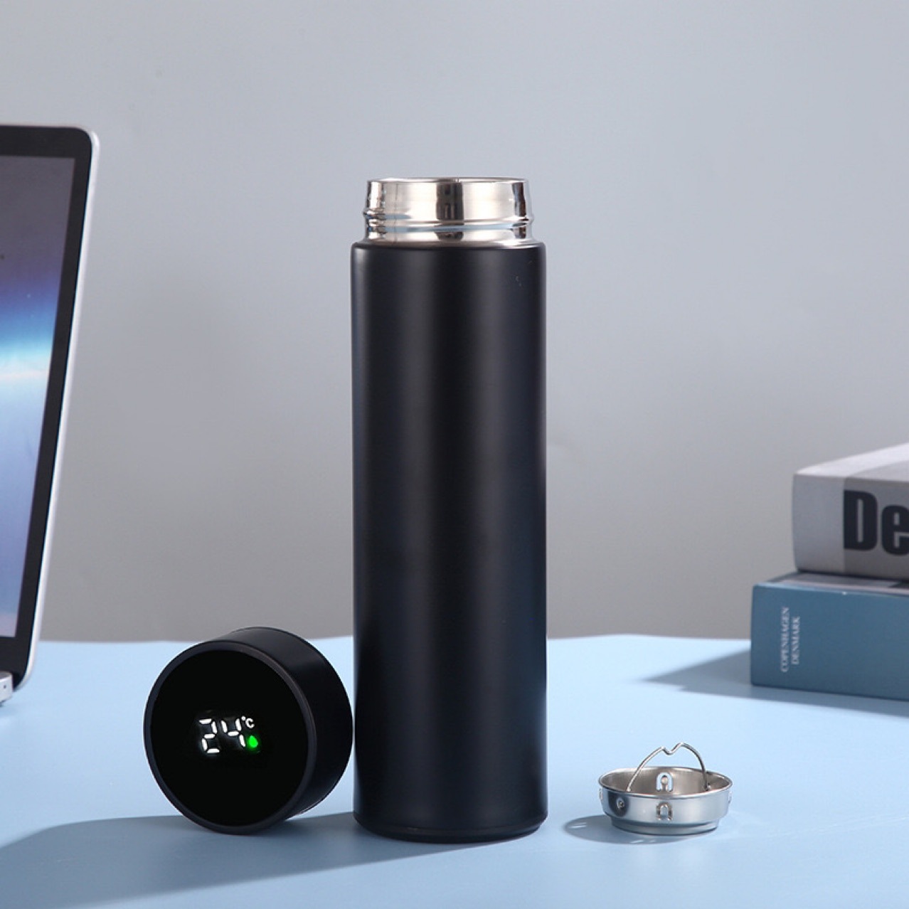 304 stainless steel insulated cup, smart temperature display, business gift, straight cup, advertising engraved logo, wholesale water cup details Picture