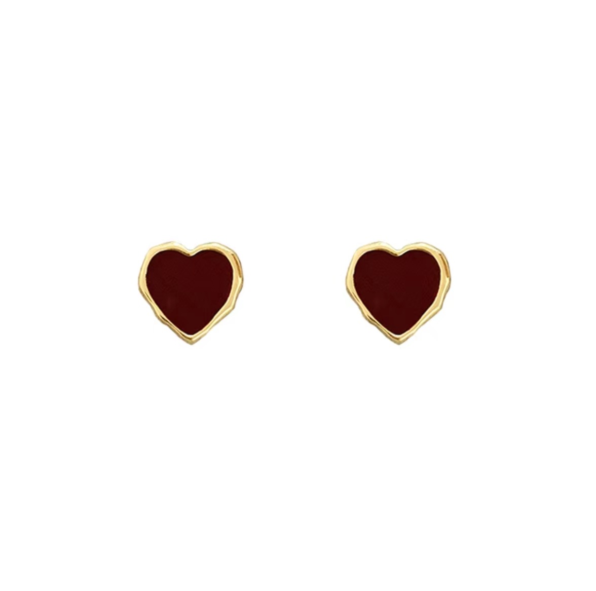 The Ankela red glazed heart-shaped stud earrings are a trendy girl's ins niche design, stylish and versatile earrings and earrings Item Picture