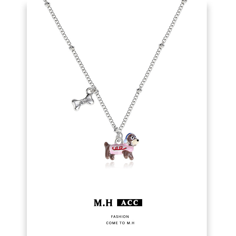 Selected Oil-dripping Dachshund necklace for women, 2025 Summer New style, cute and playful neck chain, fashionable and versatile collarbone chain full figure