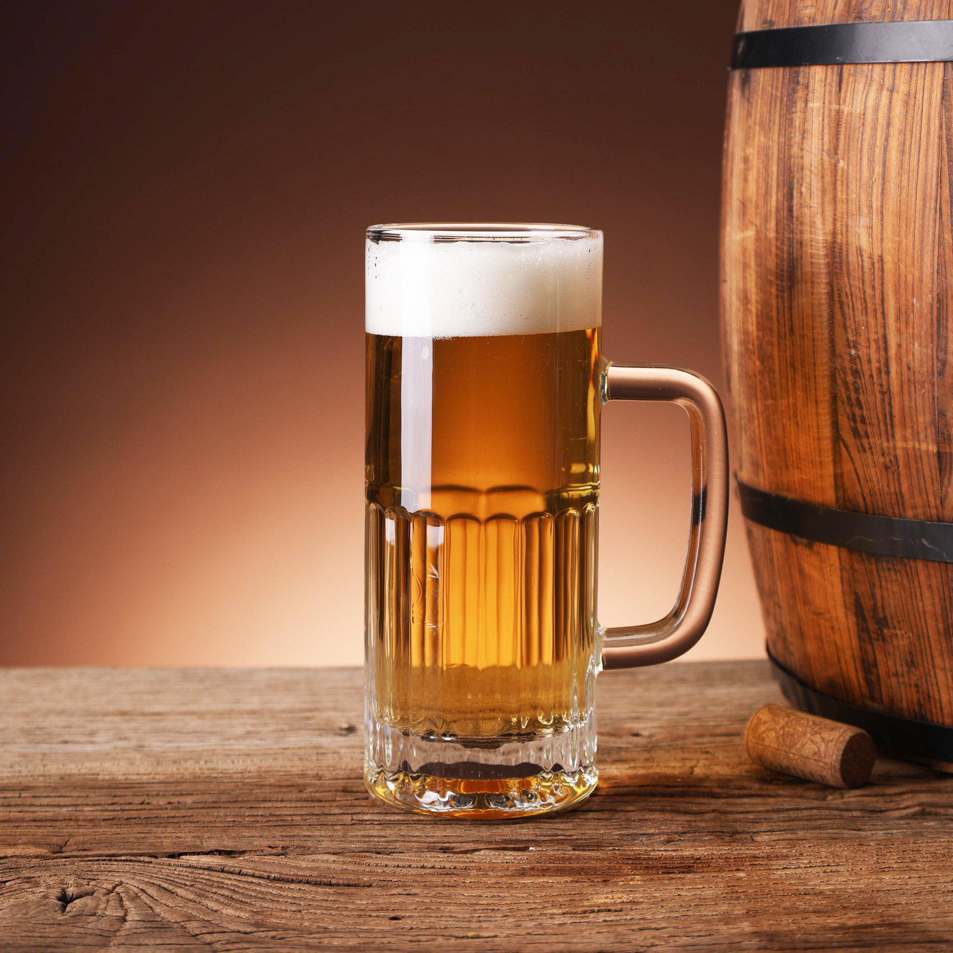 【 Wholesale in Stock 】 Large-capacity draft beer cups, bar glass beer cups, simple and thickened with handles, can be printed with logos details Picture