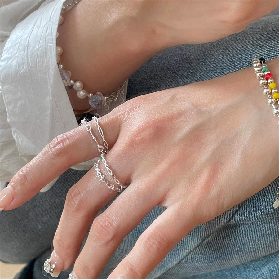 925 sterling silver simple heart-shaped line open ring for women, simple, niche and high-end style, versatile and layered index finger ring trend Item Picture