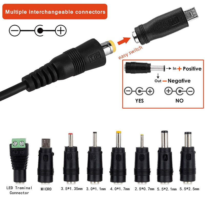 41W6-24V adjustable voltage power supply, 15V, 18V, 20V, 24V multi-functional adapter, AC/DC power supply, European standard Specification drawing