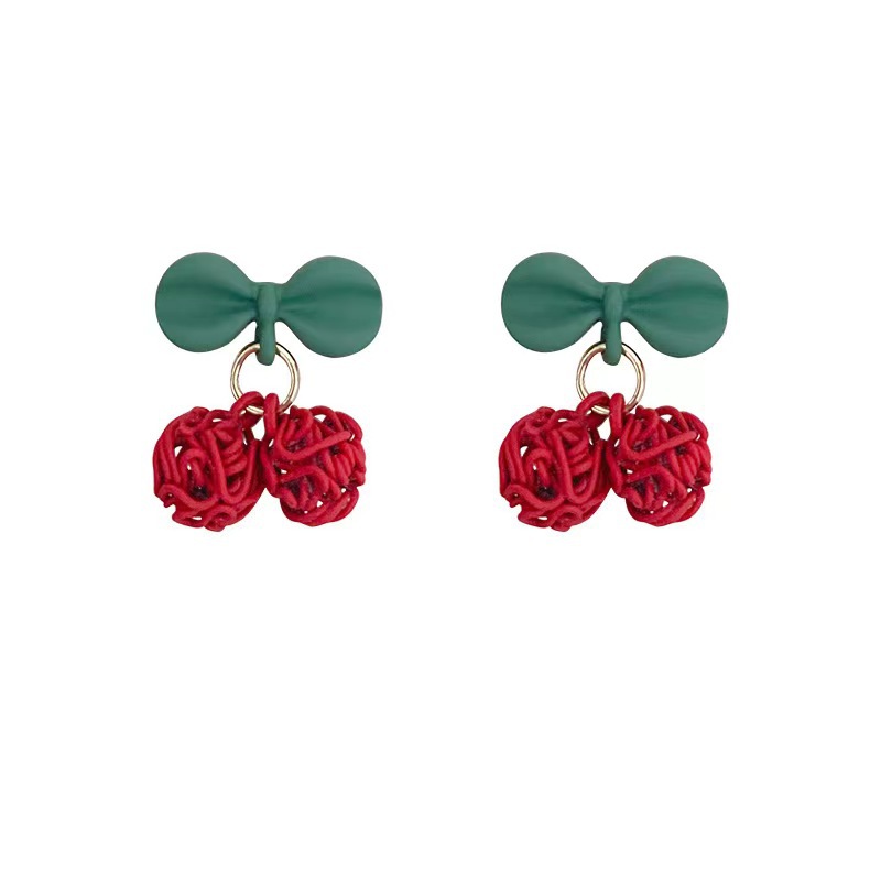 Summer cherry stud earrings for women, with a niche design sense and high-end Korean style, are a new trend in 2025 Item Picture