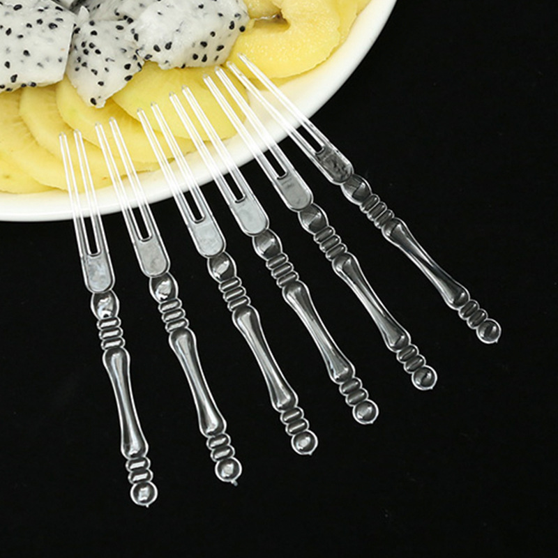 Artistic transparent bamboo fork, disposable fruit, fruit stick, cake, fruit fork, bar, restaurant, household, large packaging Specification drawing