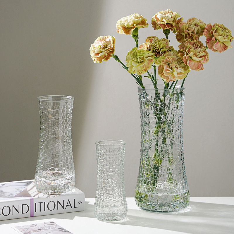Creative colored glass vase, transparent and high-end glass vase, Nordic style iridescent light luxury modern home decoration piece Specification drawing