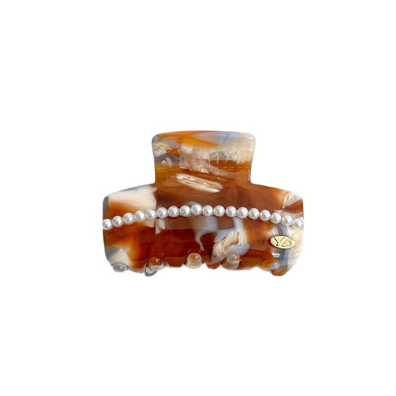Korean acetate hair accessories, simple and elegant Korean-style updo hair clips, medium-sized hair clips, pearl hair clip accessories Item Picture