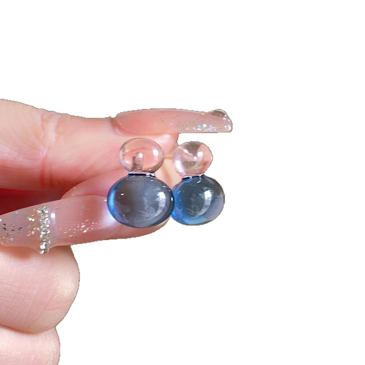 Korean-style girl jelly color contrast color bean stud earrings for girls, Instagram niche design sense, simple and versatile earrings for girls Item Picture