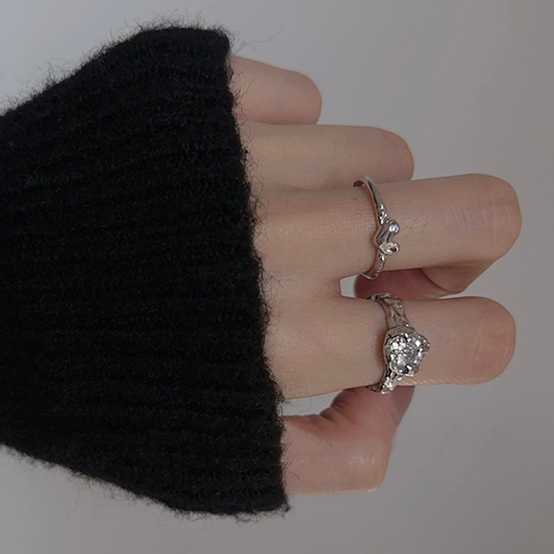 A trendy, sweet and cool, irregular-shaped zircon open ring with a unique and simple design for women details Picture