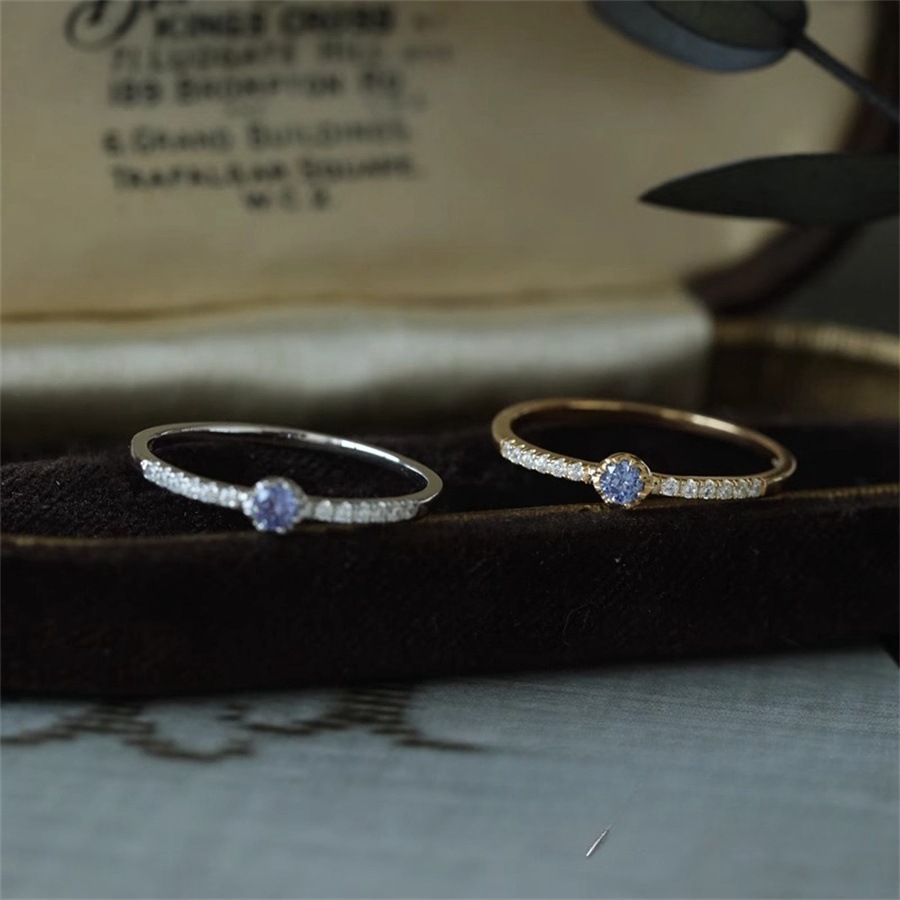 Iris Japanese-style retro super shiny blue-purple zircon ring, women's light luxury high-end exquisite open ring bracelet, trendy details Picture