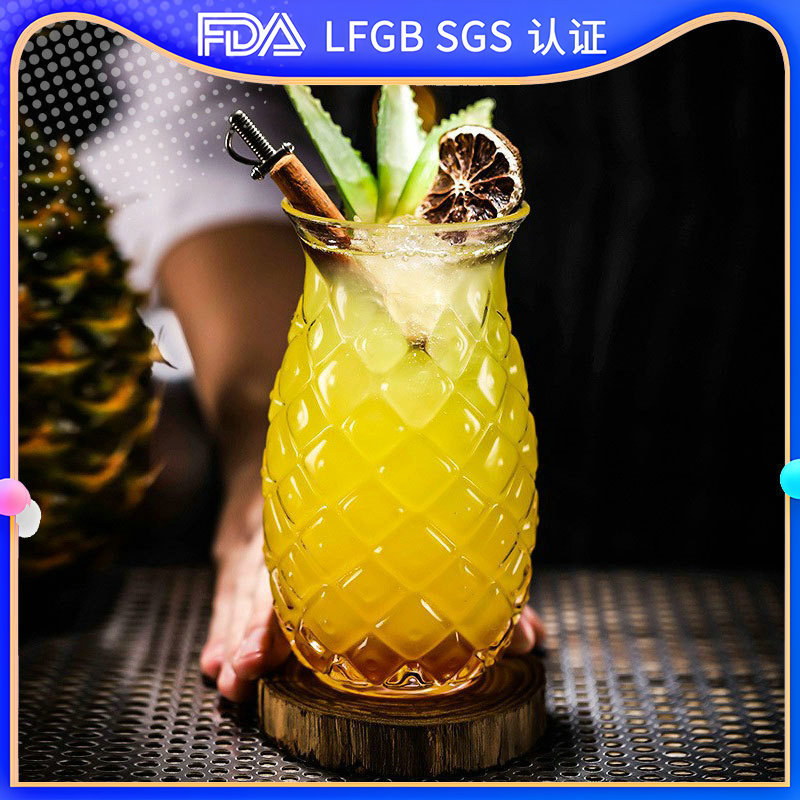 Bar water cups, popular pineapple single-layer creative embossed cocktail cups, juice cups, glass cups, mini cocktails full figure