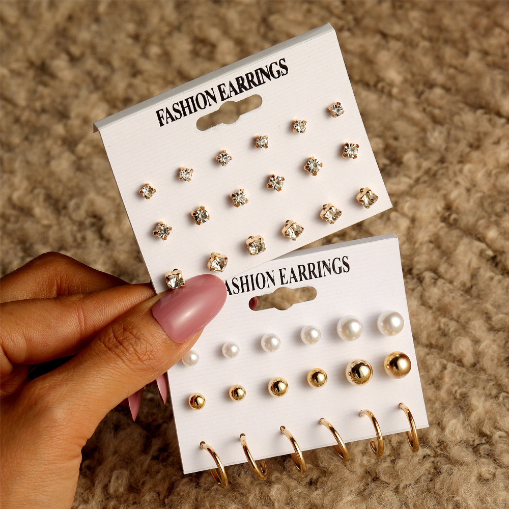European and American cross-border earrings acrylic set earrings exaggerated artificial pearl circle tassel stud earrings Specification drawing
