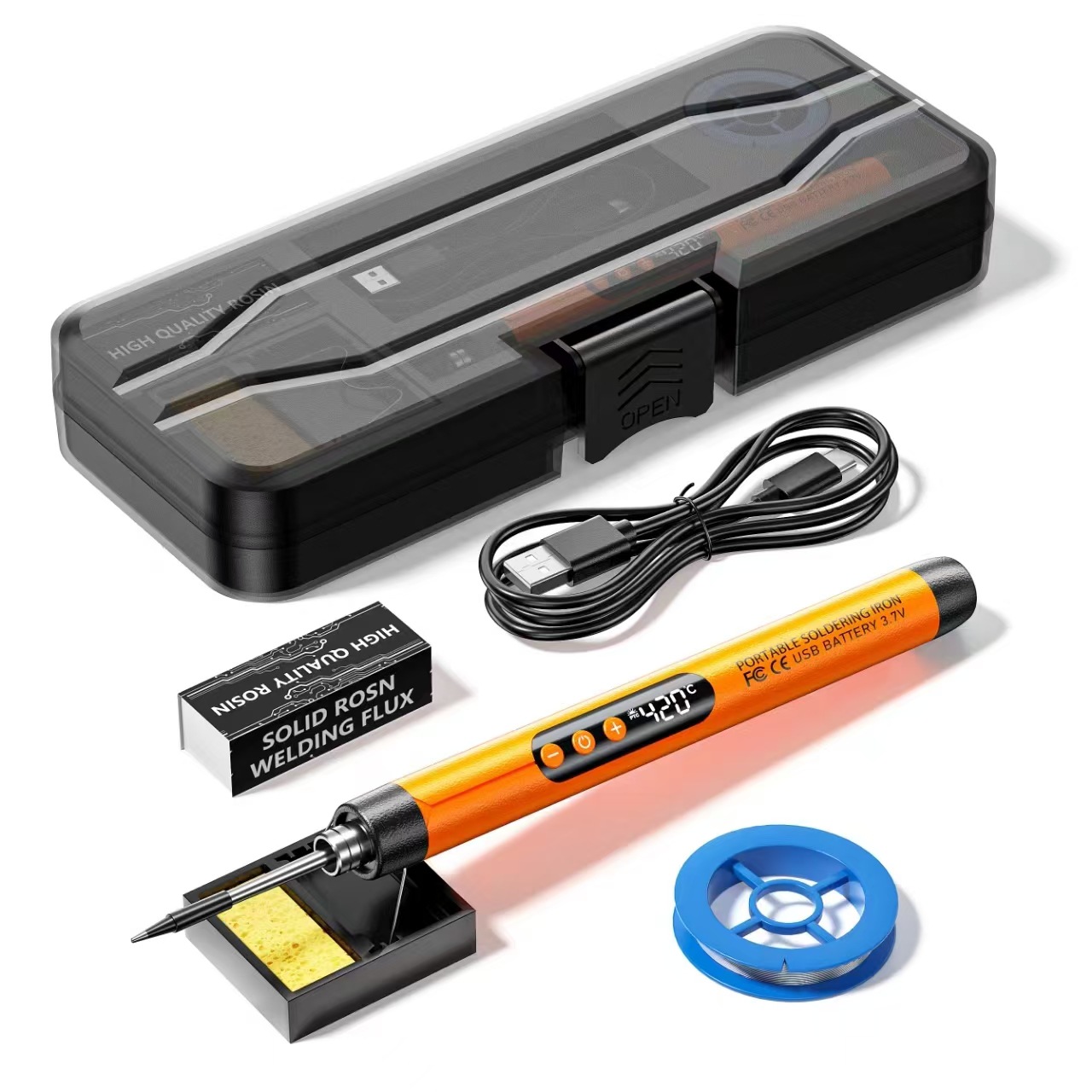 Mini digital display USB charging soldering iron portable wireless home appliance repair DIY toolkit, soldering smoke code set undefined