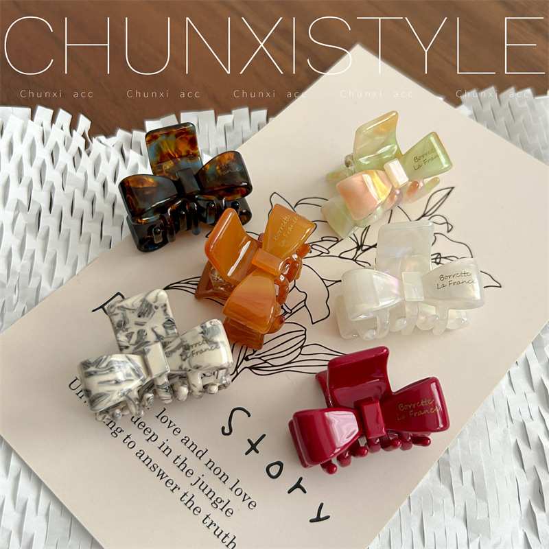 Little bow ~4cm small bangs clips, simple and trendy side clips, acetate hair clips, Korean mini grab clips for children Specification drawing