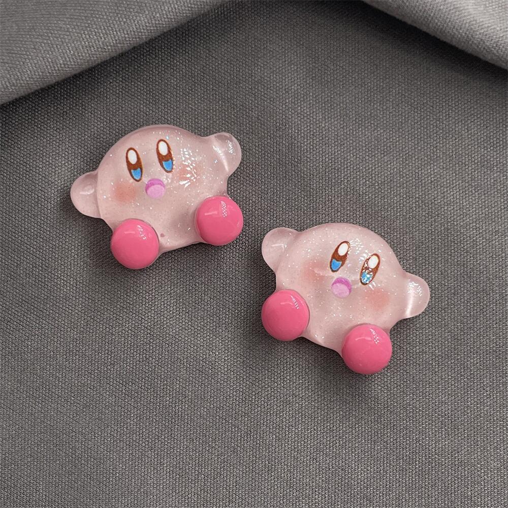 Pink translucent Kirby diy cartoon resin jewelry accessories, phone cases, cream glue handmade hair clips, water cup accessories Specification drawing