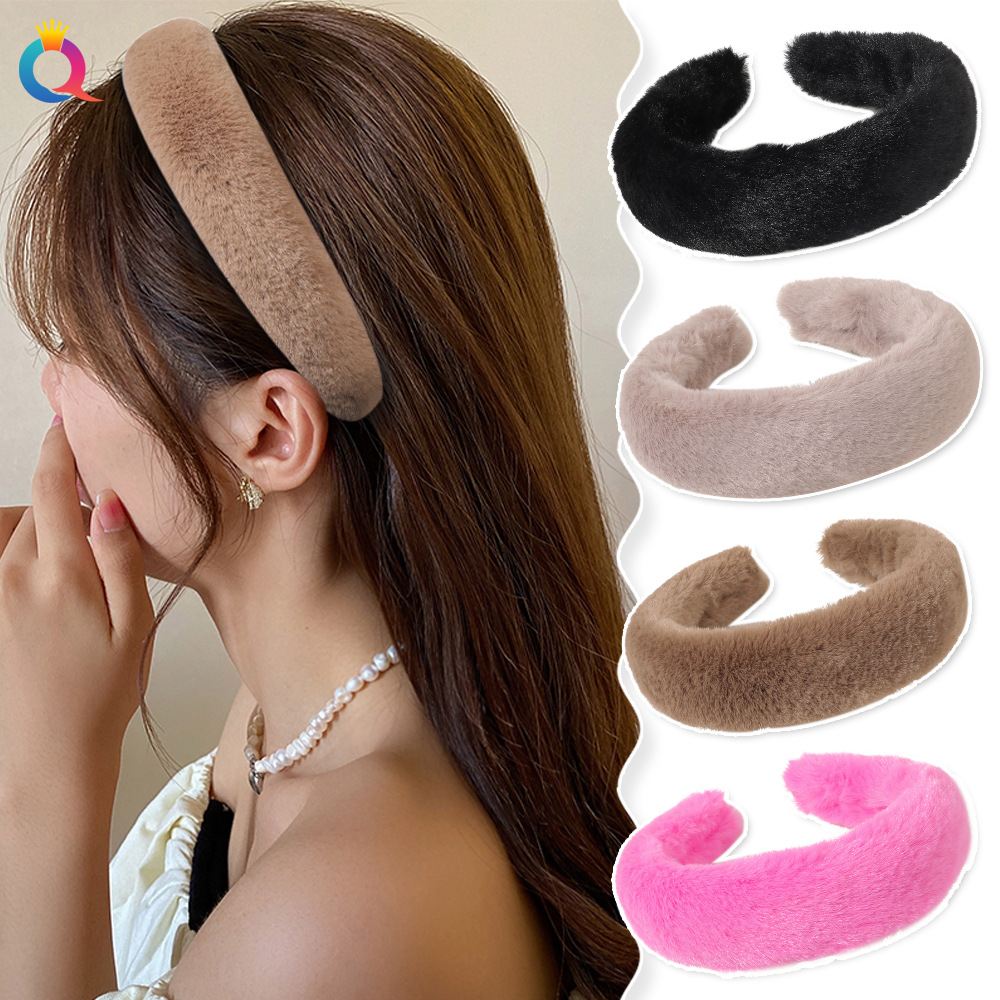 Qiyue Cross-border Autumn and Winter High Head Top plush hair Band, simple and elegant facial cleansing and makeup headband, women's hair accessories wholesale full figure